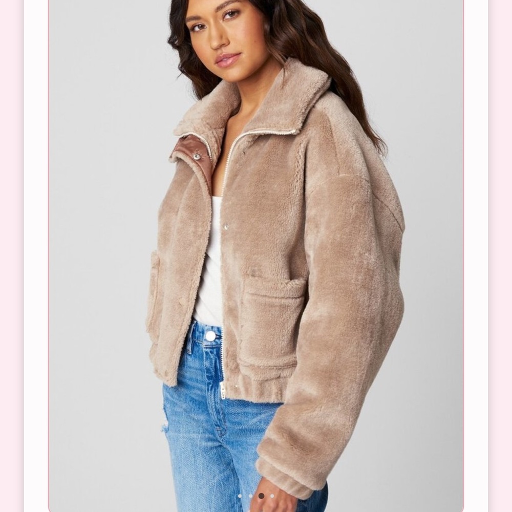 NWT Blank NYC Bicoastal Faux Fur Jacket Size LARGE Beige - Picture 7 of 16